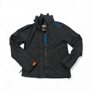 Superdry Men's Gray Jacket with Blue and Orange Accents